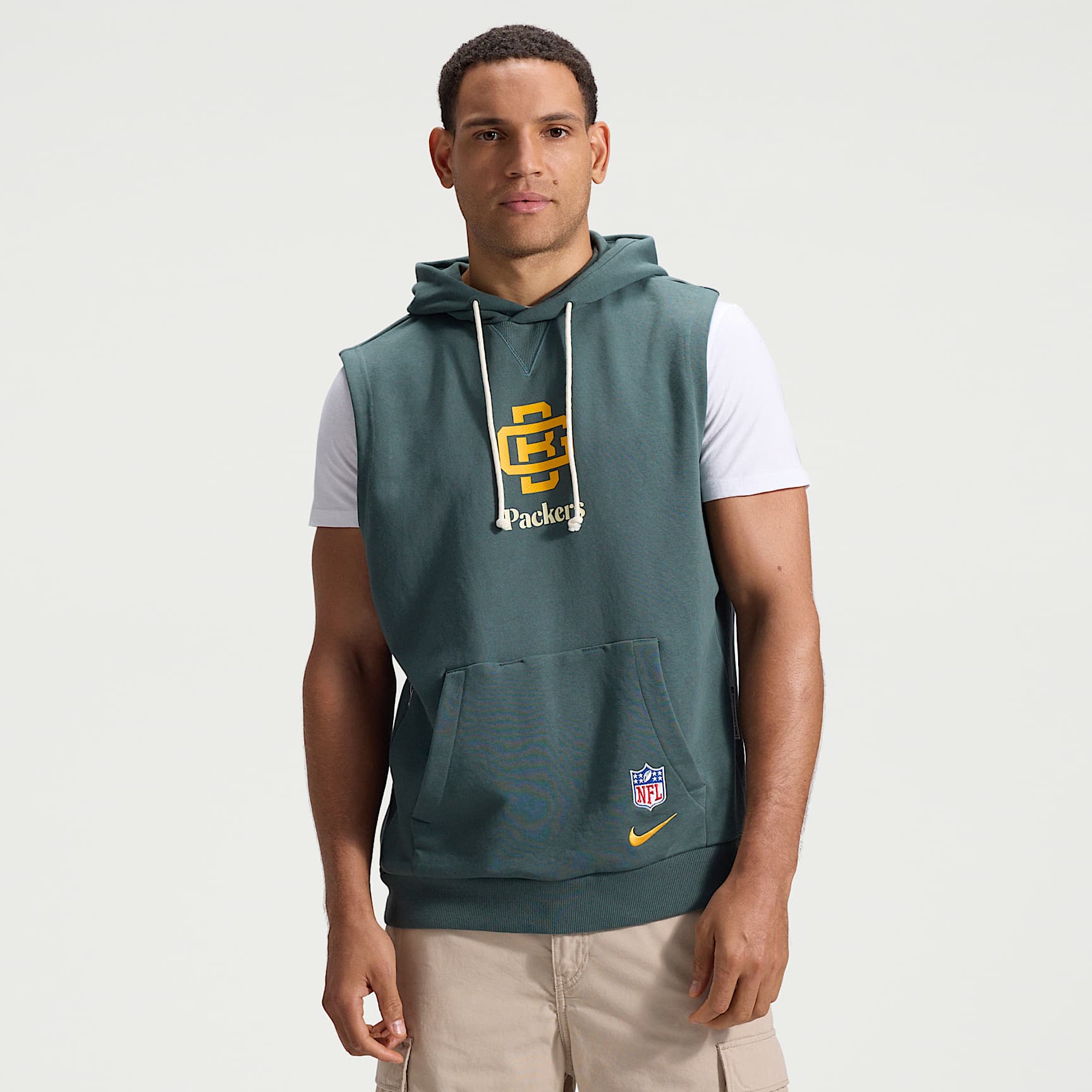 【サイズL】ナイキ NIKE フーディー　白黒 Green Bay Packers Rivalries Collection Sideline Men's Nike Dri-FIT